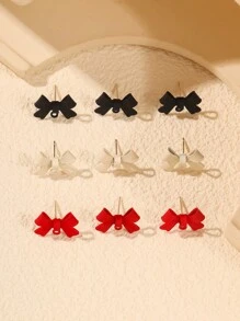 10入精美獨特的蝴蝶結耳環底座,diy必備 - 彩色 - 查看 9