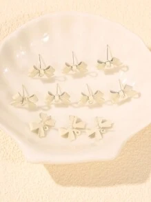 10入精美獨特的蝴蝶結耳環底座,diy必備 - 彩色 - 查看 3