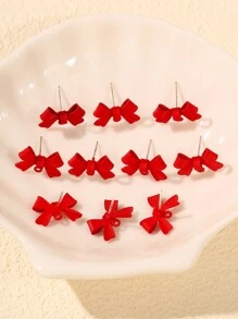 10入精美獨特的蝴蝶結耳環底座,diy必備 - 彩色 - 查看 2