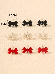 10入精美獨特的蝴蝶結耳環底座,diy必備 - 彩色 - 查看 1