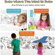 1套300公分兒童繪畫捲軸,diy彩色紙捲,塗鴉紙捲,卷軸紙剪,卡通動物拼圖玩具 - 白色 - 查看 3