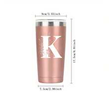 1入組20oz雙層304不鏽鋼車用杯,大容量可攜帶保溫英文字母杯辦公室家庭使用,590ml戶外旅行汽車用水杯,生日禮物 - J - 查看 2