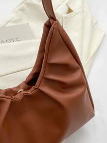 Fashionable Cloud Ruffled Simple Texture Versatile Casual Lightweight Tote Shoulder Bag With Large Capacity - Brown - View 3