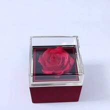1pc Rotating Surprise Gift Box, Valentine'S Day Proposal Confession Ring Necklace Jewelry Storage Jewelry Box, Rose Jewelry Packaging Gift Box - Red - View 3