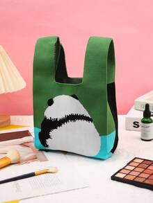 1個可攜帶、輕便的字母拼貼購物袋,多功能編織工具和化妝品的時尚亞麻布、pvc袋可用於雜貨和禮物,白領工人、教師、青少年女孩、女大學生教師節、工作、商務、通勤、大學 - 彩色 - 查看 8