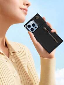 AWQUER Crossbody Wallet Back Case Compatible With Iphone 15 14 Plus 13 12 Mini 11 Pro Max 8 7 6 Plus SE 5G 2020 2022, PU Leather With Credit Card Slots Holder Kickstand Shockproof Phone Cover