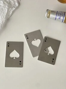 1入創意撲克牌形狀啤酒開瓶器,不銹鋼瓶蓋開瓶器 - 銀色 - 查看 4