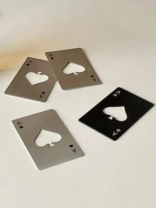 1入創意撲克牌形狀啤酒開瓶器,不銹鋼瓶蓋開瓶器 - 銀色 - 查看 8