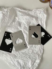 1入創意撲克牌形狀啤酒開瓶器,不銹鋼瓶蓋開瓶器 - 銀色 - 查看 6