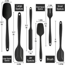 1套矽膠刮刀套裝,適用於不黏煮食和烘焙,耐熱廚房刮刀與柔軟刮刀完美結合,可放入洗碗機清洗,橡膠刮刀套裝,烘焙無縫設計,烹飪器具具有高耐熱性,不黏廚房工具 - 黑色 - 查看 7