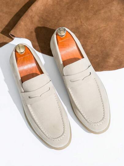 Men's New Arrival Penny Loafers, All Seasons Simple Leather Shoes, Round Toe Low-Cut Slip-Ons, Top Layer Leather, Casual Shoes, Comfortable Soles, Party Fashion Essential, Item