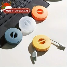 1個可伸縮便攜式繩索整理器,電纜管理,4種顏色靈活的電纜整理器,適用於家庭辦公室教室（圓形）6.3x1.7cm / 2.48x0.66inch 桌面儲物組織 - 黃色 - 查看 1