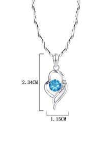 1條優雅奢華的925銀鑲鋯石裝飾的心形頸鍊,適合女性日常佩戴,新年禮物 - 藍色 - 查看 3