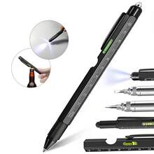 Men Gift: 9-In-1 Multifunctional Portable Tool Pen With Led Light, Suitable For Valentine's Day, Birthday, And New Year'S Day For Boyfriends, Husbands, Or Fathers - Black - View 2
