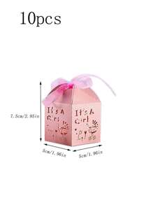 10 Stück Baby Shower Süßigkeiten Schachteln Als Partygeschenke - Babypink - Übersicht 2