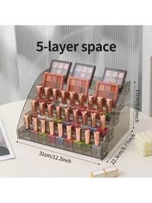 2入組多層壓克力指甲油展示架,適用於口紅、化妝品和美容商店 - 灰色2裝 - 查看 8