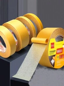 1入強粘力網格雙面膠布,布質雙面膠布,無痕地墊,易撕裂,適用於地毯、地板、防水、婚禮、氣球、牆壁固定、聖誕節、萬聖節；黃色,透明 - 黃色 - 查看 1