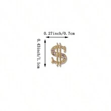 10入組金色合金美元美金指甲鑲嵌 - 3d美甲鑽石指甲鑲嵌金屬指甲裝飾,適用於女性指甲裝飾配件 - 金色 - 查看 3