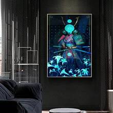 1入組帶有酷炫武士劍設計的布印畫海報,日式藝術,適用於辦公室、工作室、宿舍、客廳、臥室、床邊沙發背景裝飾、門廳櫥櫃、桌面裝飾、地面裝飾、完美的禮物、秋季裝飾、家居裝飾、掛畫替換芯片、無框設計、pvc硬管安全包裝 - 彩色 - 查看 1