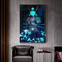 1入組帶有酷炫武士劍設計的布印畫海報,日式藝術,適用於辦公室、工作室、宿舍、客廳、臥室、床邊沙發背景裝飾、門廳櫥櫃、桌面裝飾、地面裝飾、完美的禮物、秋季裝飾、家居裝飾、掛畫替換芯片、無框設計、pvc硬管安全包裝 - 彩色 - 查看 4