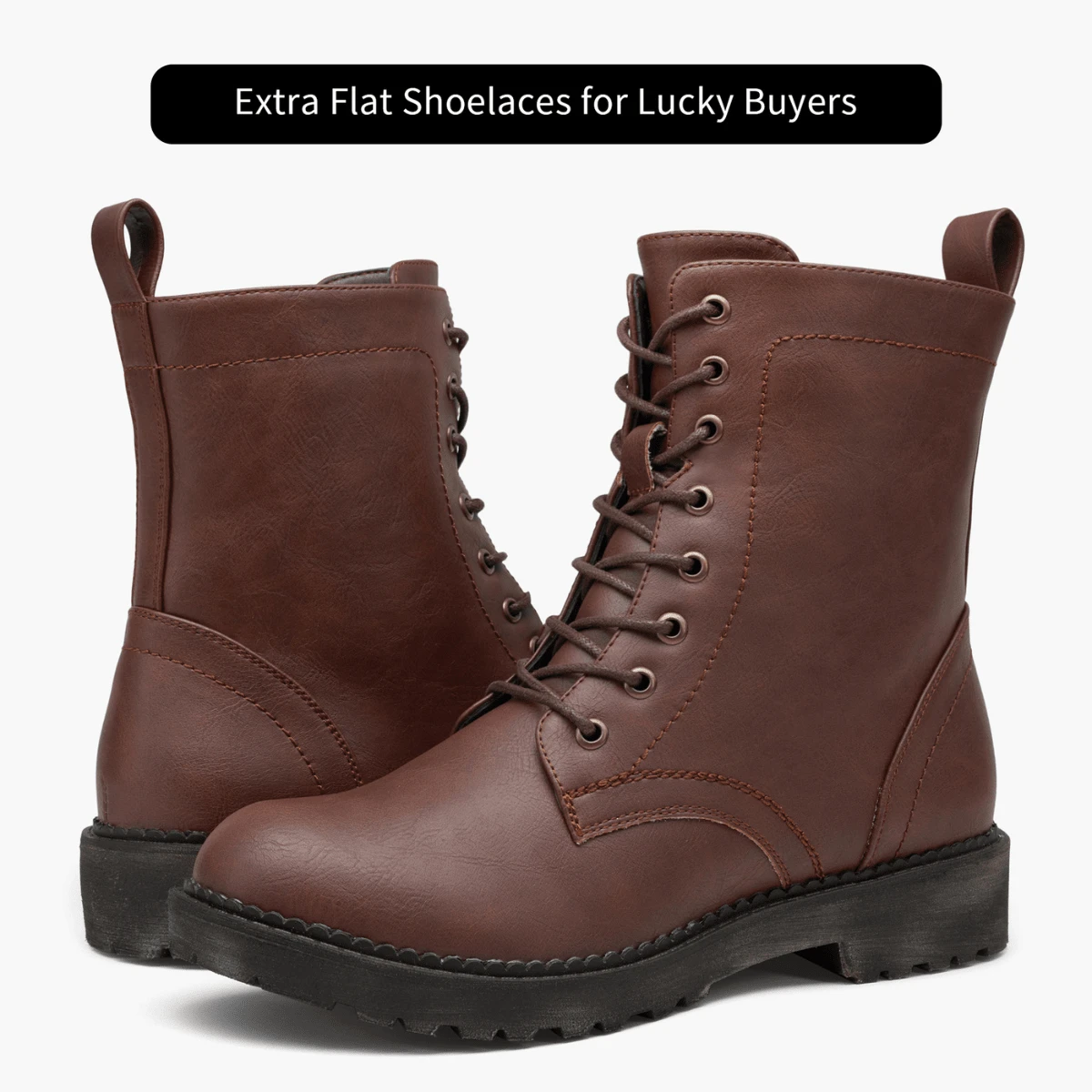 Women's 25 Combat Ankle Boots Lace Up Inner Zipper Mid Calf Booties For Lady