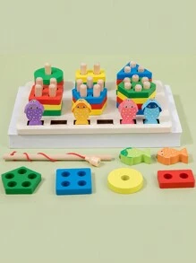 3-4-5歲男女童教育木製排序和堆疊玩具-蒙特梭利玩具,有助於幼兒識別形狀和顏色！ - 彩色 - 查看 5