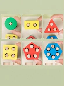 3-4-5歲男女童教育木製排序和堆疊玩具-蒙特梭利玩具,有助於幼兒識別形狀和顏色！ - 彩色 - 查看 6