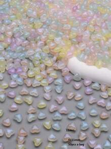 10/20/50 Pcs A Bag Round Bear Heart Start Bright Color Acrylic  Beads For Jewelry Making DIY Accessories - Multicolor - View 7