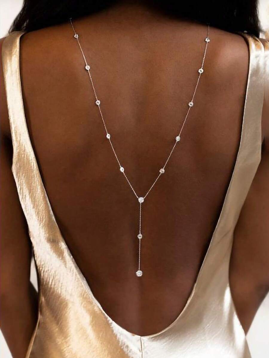 1pc Collar De Cadena Trasera Con Pedrería