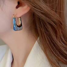 1對藝術塑料袋形耳釘,創意、極簡耳環,適合日常佩戴,送女友的節日禮物 - 藍色 - 查看 4