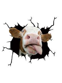 1pc 3d Pig Shaped Animal Wall Sticker, Auto Glass Sticker, Creativity Broken Hole Decor, Personalized Static Cling Decal - Multicolor - View 3