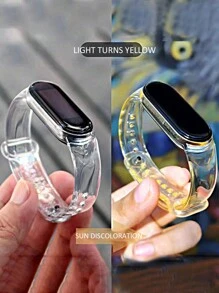 太陽光線變色透明TPU手帶，適用於小米手環7/6/5/4/3 - 黃色 - 查看 1