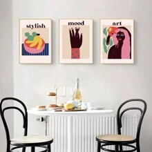 三件優雅的油畫印刷海報套裝 - 香蕉,手,少女。可愛的靜物復古藝術風格,適用於宿舍、辦公室、工作室、客廳、臥室、床、沙發背景裝飾、入口櫥櫃、桌上展示、三聯禮品、家居裝飾、掛牆替換油畫印刷品,無框,使用pvc管安全包裝。 - 彩色 - 查看 1
