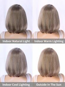 Chất xơ Tóc Mũ lưỡi trai Với Nhân tạo Ngắn Bob Cắt tóc Đến Sửa đổi Mặt Và Tạo ra Tự nhiên Dợn sóng , Màu sắc Của Và Vàng - Lanh nâu - Xem 7