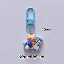 1/6pcs Cute Bear Horse Rabbit Car Resin Keychain Bag Pendant Charm School Bag Pendant Gift For Bestfriend Sister - Multicolor - View 6