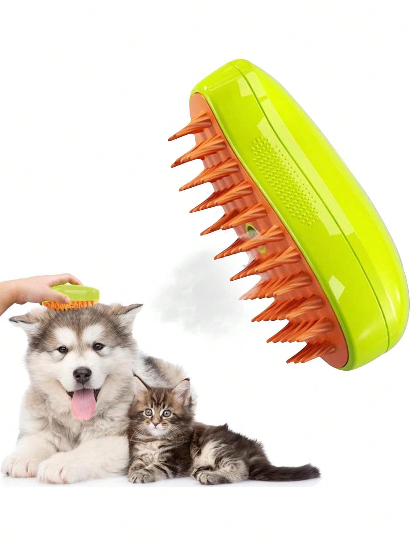 Electric Cat Dog Steamy Brush, 3 In 1 SelfCleaning Massage Combs