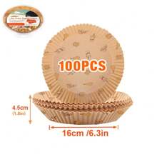 100pcs Disposable Air Fryer Liners, Non-Stick Baking Paper Sheets, Microwave Cooking Parchment Paper - Yellow - View 9