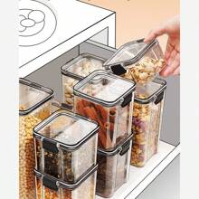 Recipiente Sellado Para Almacenamiento De Granos En La Cocina, Granos Varios, Recipiente De Plástico Transparente Para Aperitivos, Productos Secos, Té, Incluye Tapa, Exclusivo Para Refrigerador, Caja De Almacenamiento, Caja De Sellado Para Congelador, Lata De Frutas