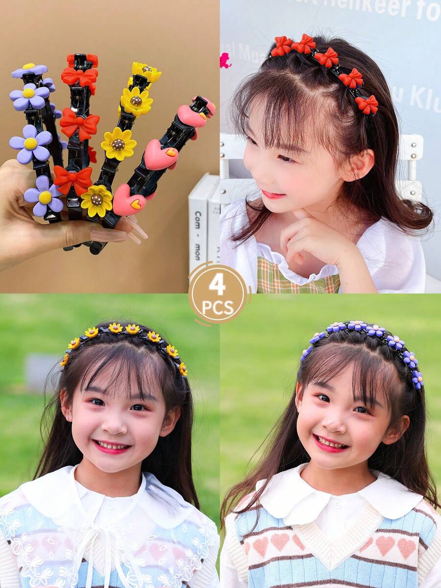 4入組可愛甜美多彩編織女童頭帶