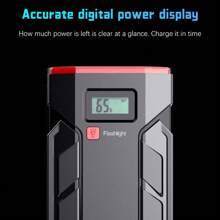 Car Jump Starter, 600A Peak Jump Starter Battery Pack For Car Engine, 12V Portable Battery Starter Power Pack With Compass & LED Light, Multifunctional Emergency Car Jump Starter Kit - Black - View 4