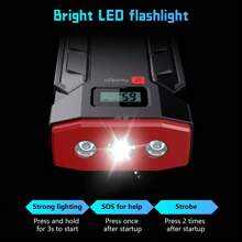 Car Jump Starter, 600A Peak Jump Starter Battery Pack For Car Engine, 12V Portable Battery Starter Power Pack With Compass & LED Light, Multifunctional Emergency Car Jump Starter Kit - Black - View 3