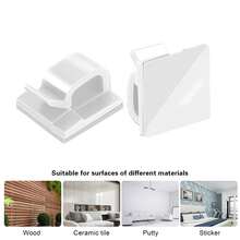60pcs Adhesive Cable Clips,For Cable Management Under Desk, Car, TV PC,The Wall,  Lights, Dash Cam, Ethernet, Electric Wires - White - View 2