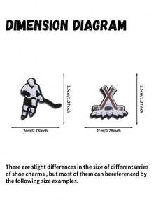 12入組冰球主題鞋扣和卡通鞋扣diy珠寶,男女適用,生日派對紀念品 - 彩色 - 查看 2