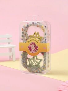 Rainbow Color Plush Hair Tie Headband Women's High Elasticity Durable Hair Accessory With Pu Cover For Hair Styling - Multicolor - View 4