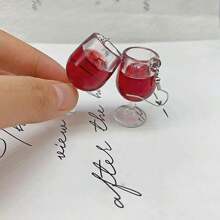 1 Pair Wine Glass Design Creative Dangle Earrings Elegant Leisure Style Plastic Jewelry Delicate Personalized Female Gift Y2K
