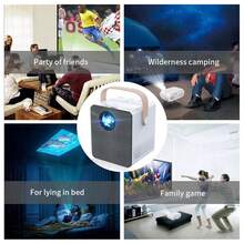 1 pieza Proyector portátil mini WiFi, proyector de video para cine en casa 1080P, compatible con HDMI OUT/USB/AV/TF/TELÉFONOS INTELIGENTES, uso en interiores y exteriores - 03-gris - Ver 2