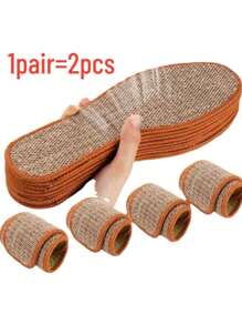 2入組亞麻矯形鞋墊,男女適用抗菌除臭吸汗跑步緩震鞋墊 - 棕色 - 查看 1