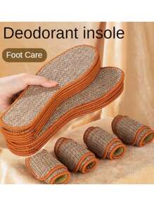 2入組亞麻矯形鞋墊,男女適用抗菌除臭吸汗跑步緩震鞋墊 - 棕色 - 查看 4