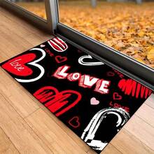 1pc Modern Crystal Velvet Living Room Sofa Coffee Table Rug, Bedroom Cloakroom Decorative Carpet, Water-Absorbing Non-Slip Rug(Random Color) - Romantic Love Elements - View 1