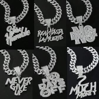 1 st. Full Rhinestone Hip Hop    Stil Kedja Med Engelska Text Hänge För män , Dagligt slitage Pojkvän Presenter Halsband